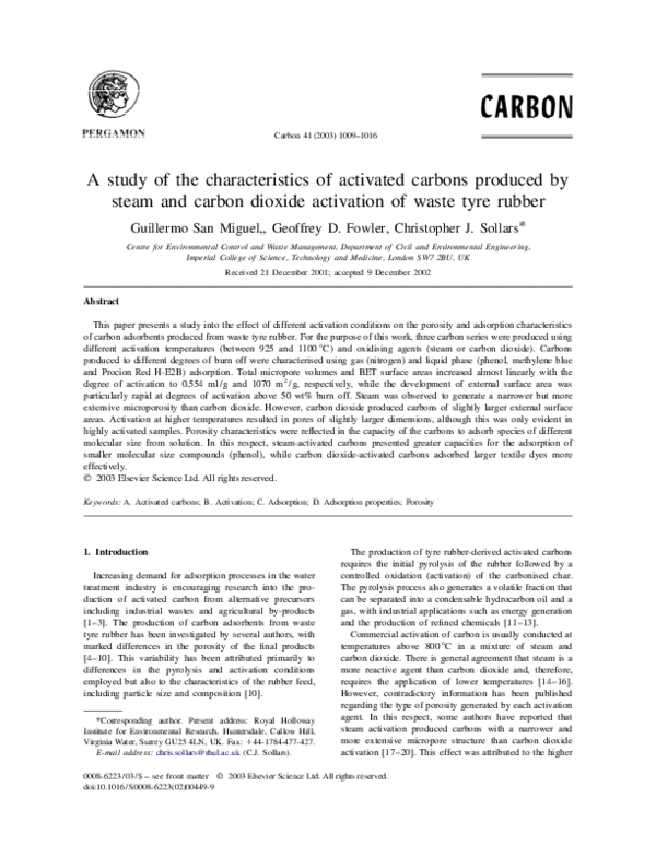 A study of the characteristics of activated carbons produced by steam ...