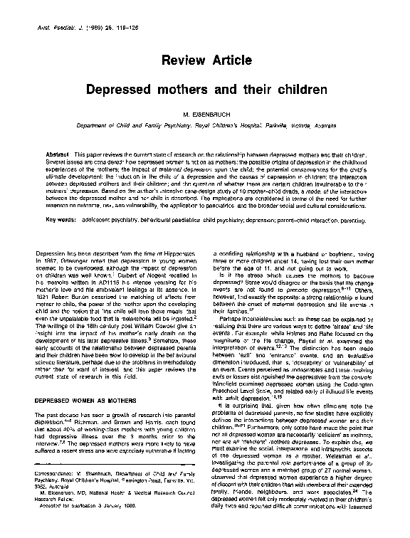 (PDF) Depressed mothers and their children