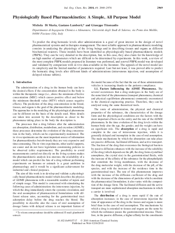 (PDF) Physiologically Based Pharmacokinetics: A Simple, All Purpose Model