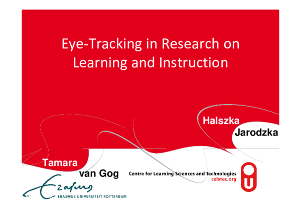 (PDF) Eye tracking in research on learning and instruction