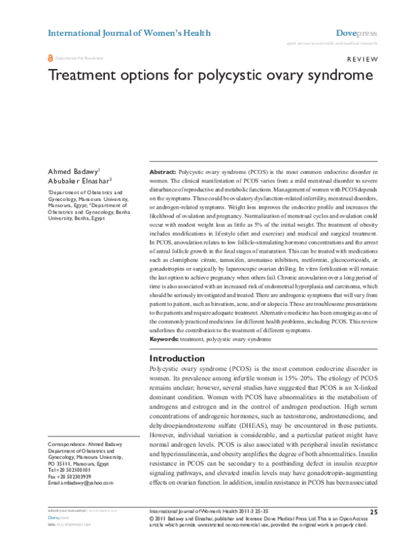 (PDF) Treatment options for polycystic ovary syndrome