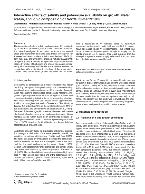 (PDF) Interactive effects of salinity and potassium availability on ...