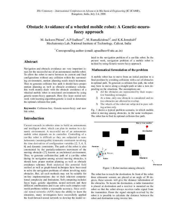 (PDF) Obstacle Avoidance of a wheeled mobile robot: A Genetic ...