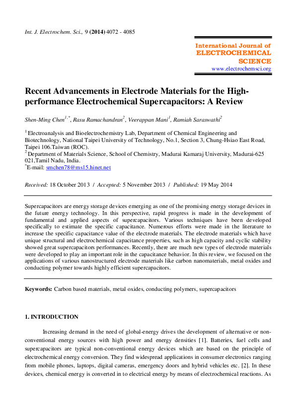 (PDF) Recent Advancements in Electrode Materials for the High ...
