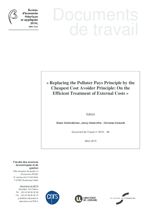 (PDF) Replacing the Polluter Pays Principle by the Cheapest Cost