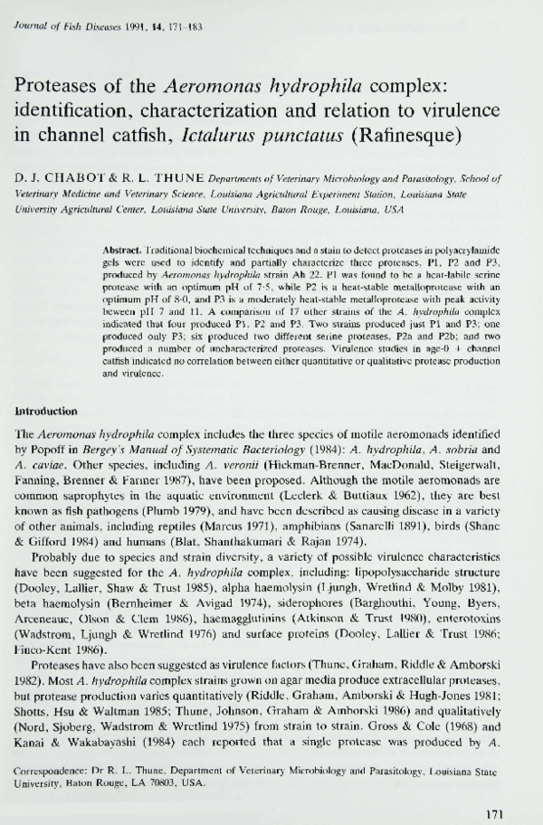 (PDF) Proteases of the Aeromonas hydrophila complex: identification ...