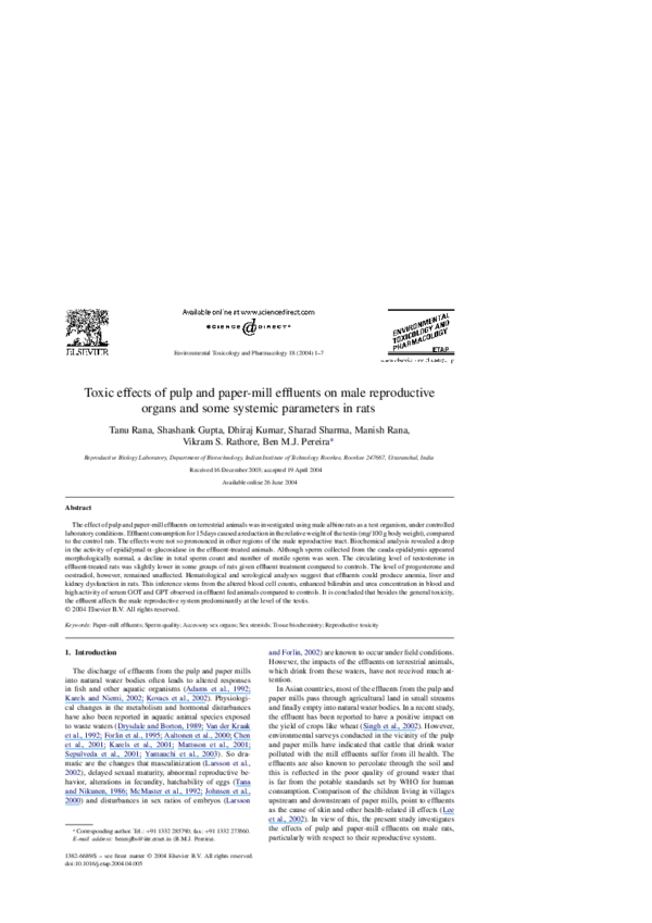 (PDF) Toxic effects of pulp and paper-mill effluents on male ...