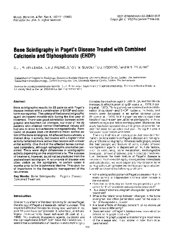 (PDF) Bone scintigraphy in paget's disease treated with combined