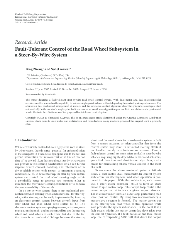 (PDF) Fault-Tolerant Control of the Road Wheel Subsystem in a Steer-By ...