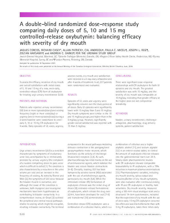 (PDF) A doubleblind randomized doseresponse study comparing daily