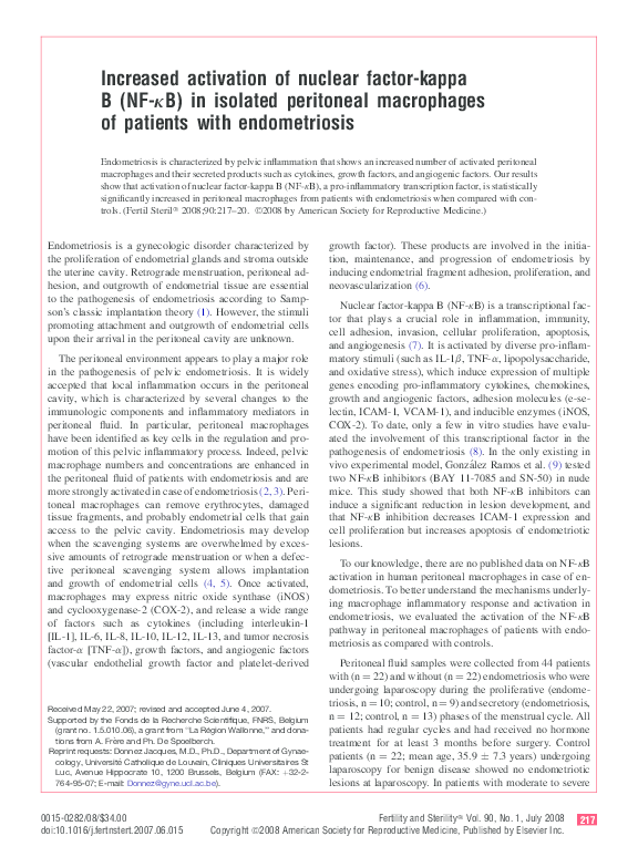 (PDF) Increased activation of nuclear factor kappa B in rat lumbar ...