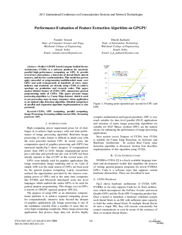 (PDF) Performance Evaluation of Feature Extraction Algorithm on GPGPU