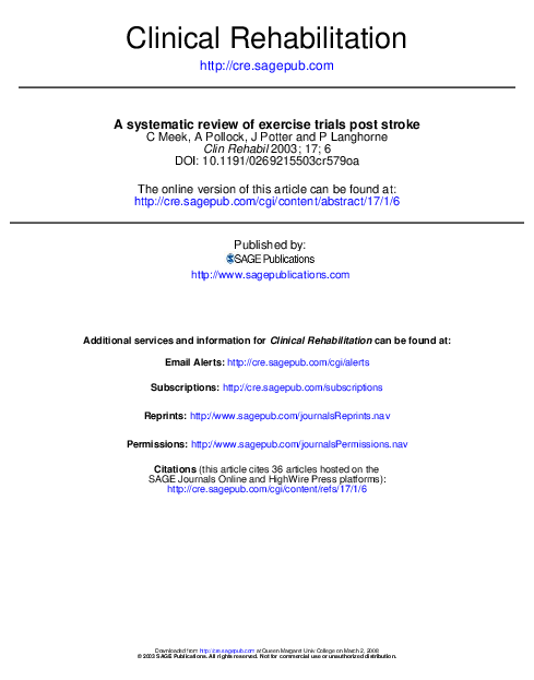 (PDF) A systematic review of exercise trials post stroke