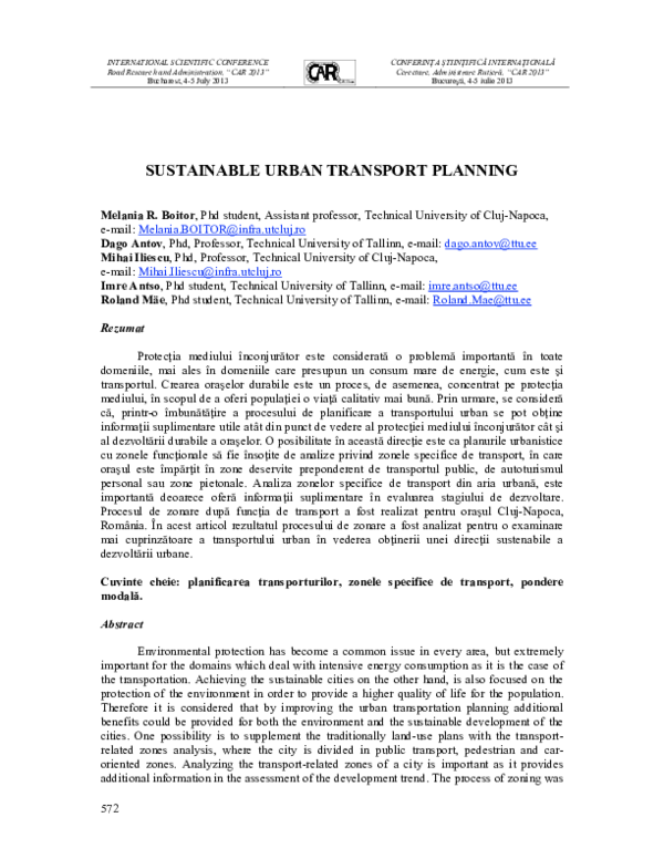 (PDF) Sustainable urban transport planning