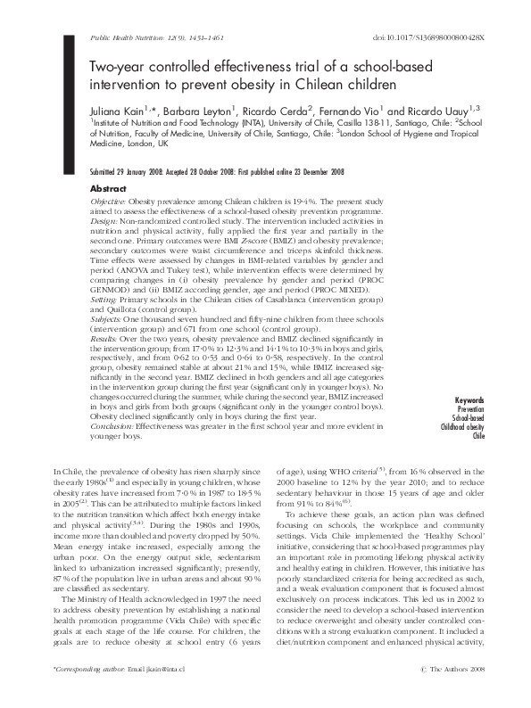 (PDF) Two-year controlled effectiveness trial of a school-based ...