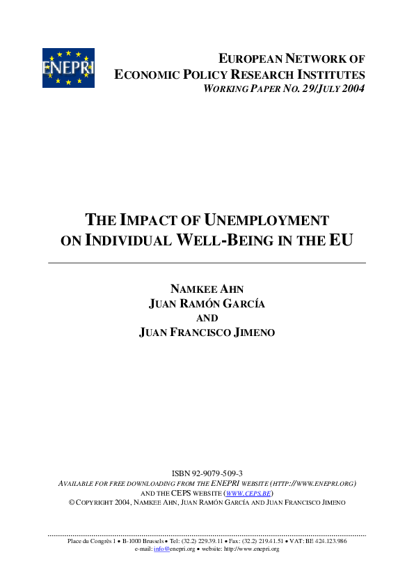 (PDF) The Impact of Unemployment on Individual Well-Being in the EU ...