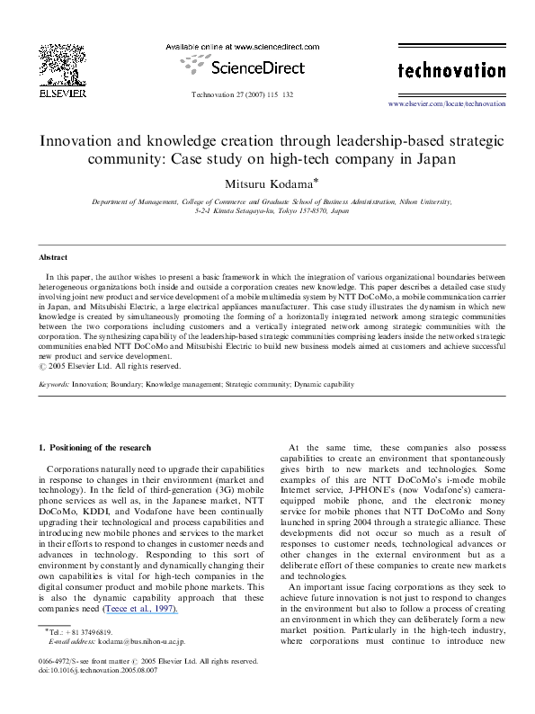 (PDF) Innovation and knowledge creation through leadership-based ...