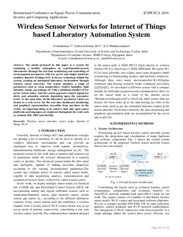 (PDF) Wireless Sensor Networks for Internet of Things based Laboratory ...
