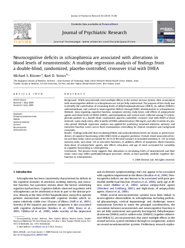 (PDF) Neurocognitive deficits in schizophrenia are associated with ...