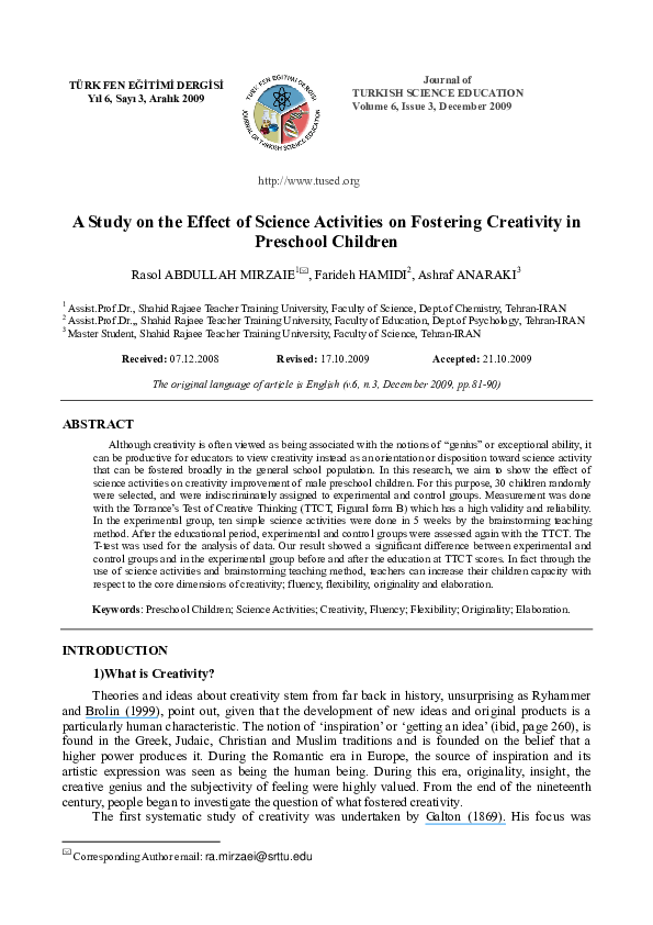 (PDF) A Study on the Effect of Science Activities on Fostering ...