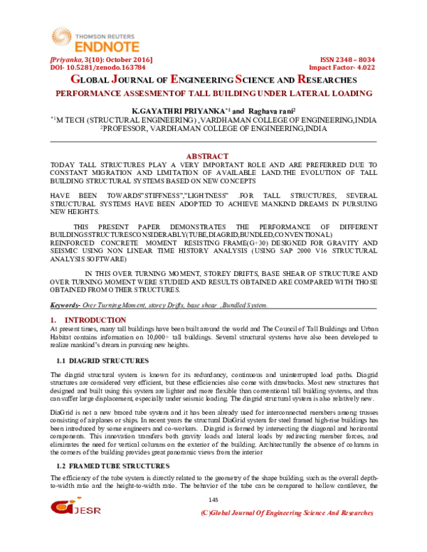 Pdf Performance Assesmentof Tall Building Under Lateral Loading Pdf Performance Assesmentof Tall Building Under Lateral Loading