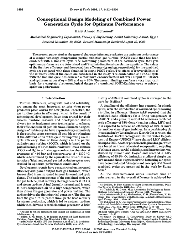 (PDF) Conceptional Design Modeling of Combined Power Generation Cycle ...