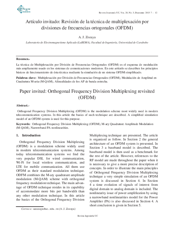 (PDF) Orthogonal Frequency Division Multiplexing: An Overview