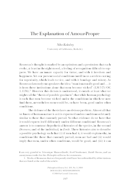 (PDF) The Explanation of Amour-Propre | Niko Kolodny - Academia.edu