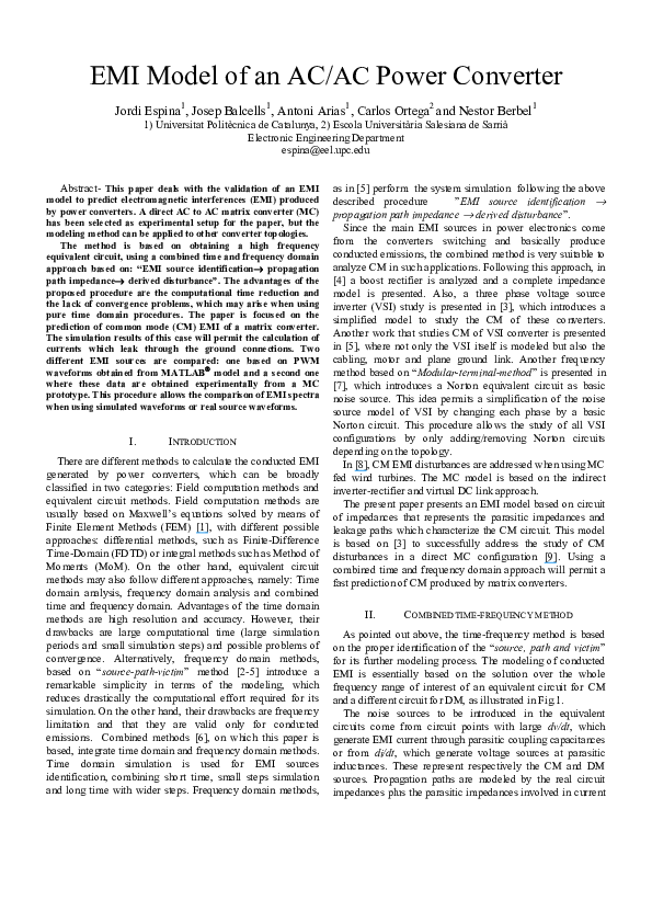 (PDF) EMI model of an AC/AC power converter