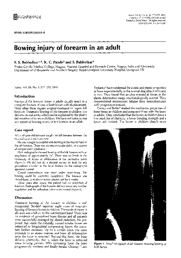 (PDF) Bowing injury of forearm in an adult