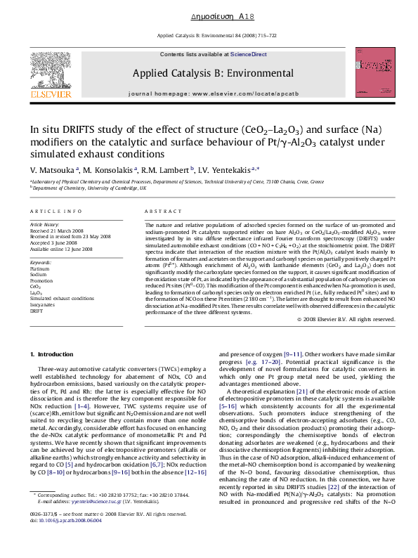 (PDF) In situ DRIFTS study of the effect of structure (CeO2–La2O3) and ...