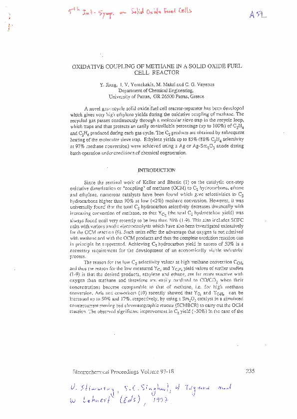 (PDF) Oxidative coupling of methane in a solid oxide fuel cell reactor