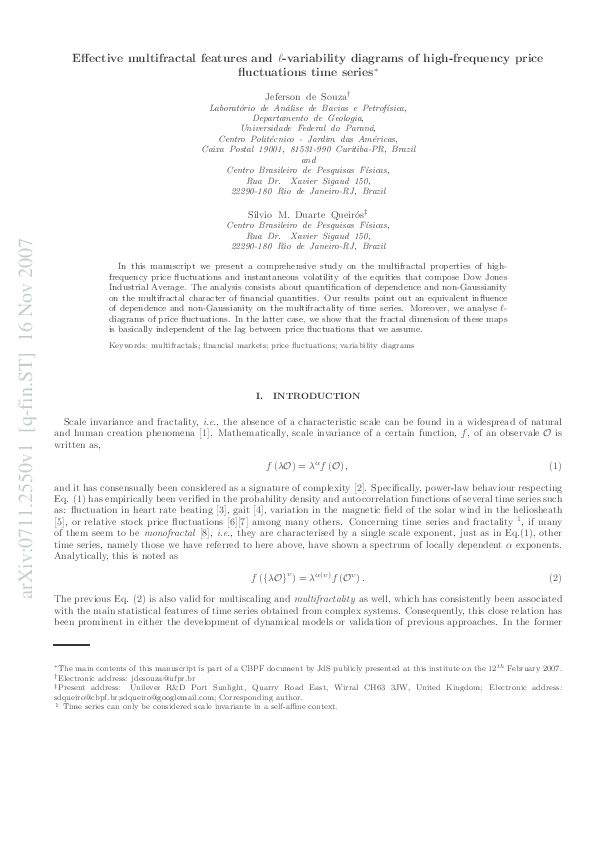 (PDF) Effective multifractal features of highfrequency price