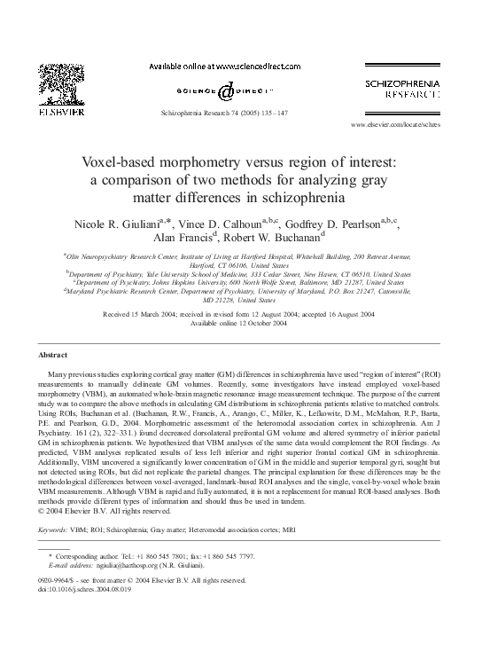 (PDF) Voxel-based morphometry versus region of interest: a comparison ...