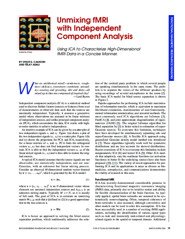 (PDF) Unmixing fMRI with independent component analysis