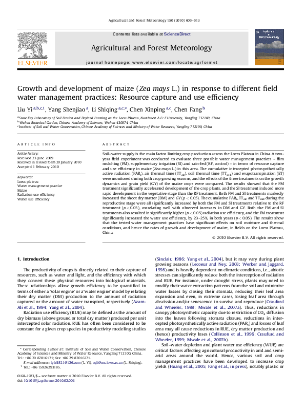 (PDF) Growth and development of maize ( Zea mays L.) in response to ...