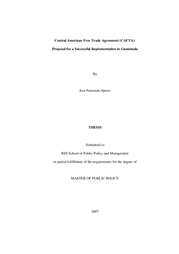 (PDF) Central American Free Trade Agreement (CAFTA): Proposal for a ...