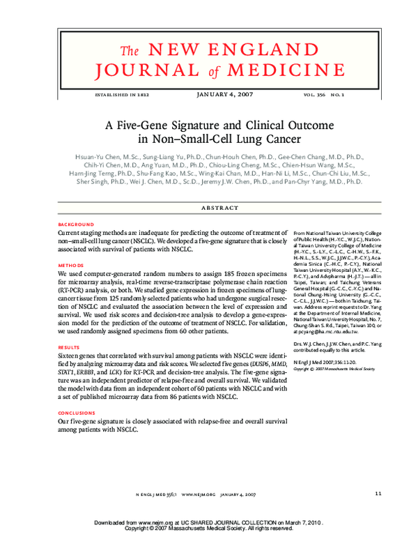 (PDF) A Five-Gene Signature and Clinical Outcome in Non–Small-Cell Lung ...