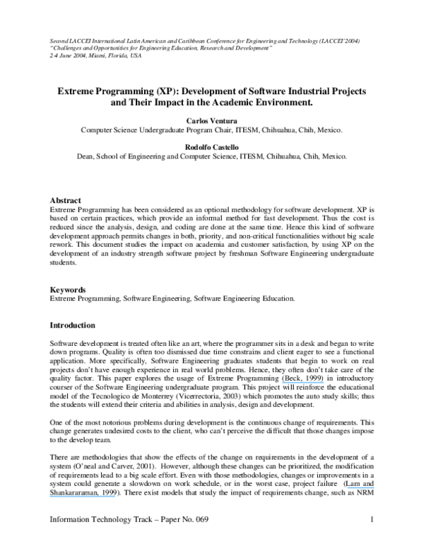 (PDF) Extreme Programming (XP): Development of Software Industrial ...