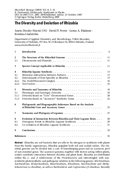 (PDF) The Diversity and Evolution of Rhizobia