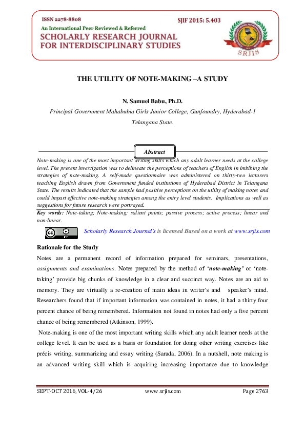 write a note on note making pdf academic note taking