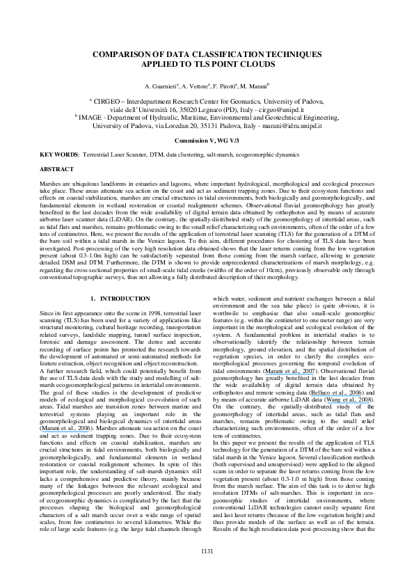 (PDF) COMPARISON OF DATA CLASSIFICATION TECHNIQUES APPLIED TO TLS POINT ...