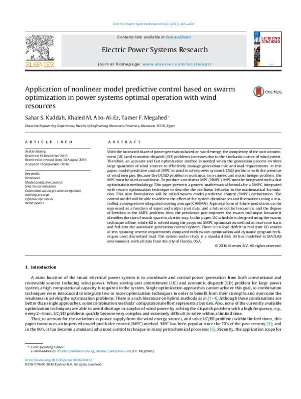 (PDF) Application of nonlinear model predictive control based on swarm ...