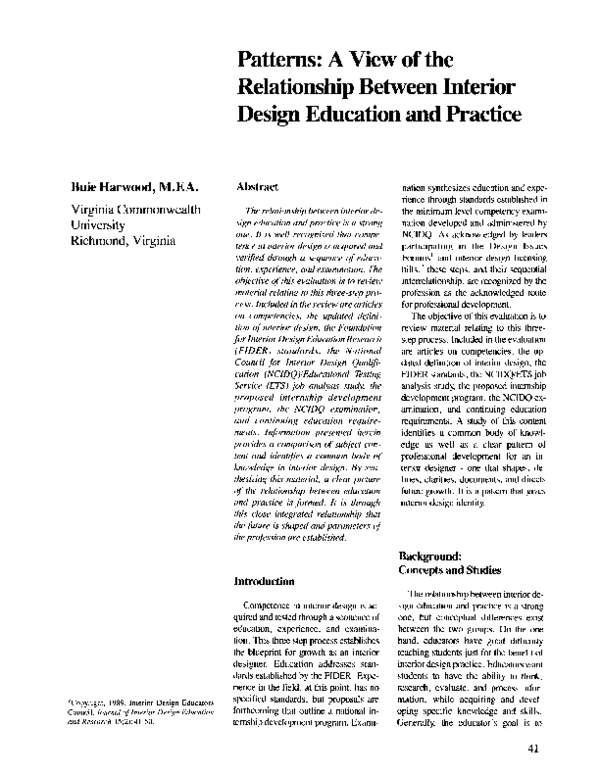 (PDF) Patterns: A View of the Relationship Between Interior Design ...