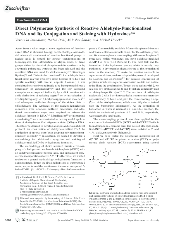 (PDF) Direct Polymerase Synthesis of Reactive AldehydeFunctionalized
