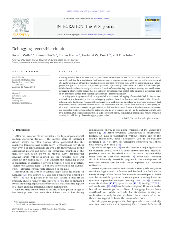 Pdf Debugging Reversible Circuits Pdf Debugging Reversible Circuits