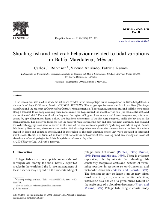 (PDF) Shoaling fish and red crab behaviour related to tidal variations ...