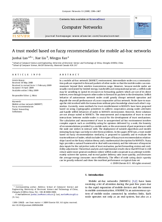 (PDF) A trust model based on fuzzy recommendation for mobile ad-hoc ...