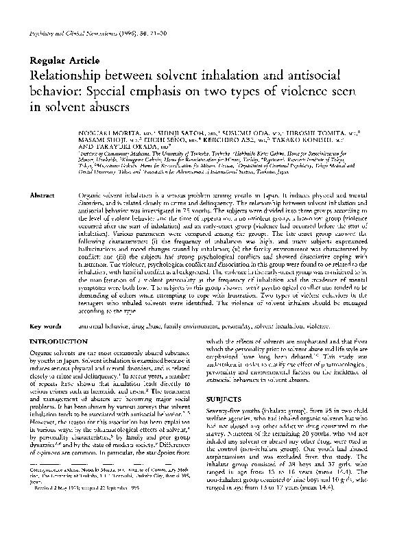 (PDF) Relationship between solvent inhalation and antisocial behavior ...