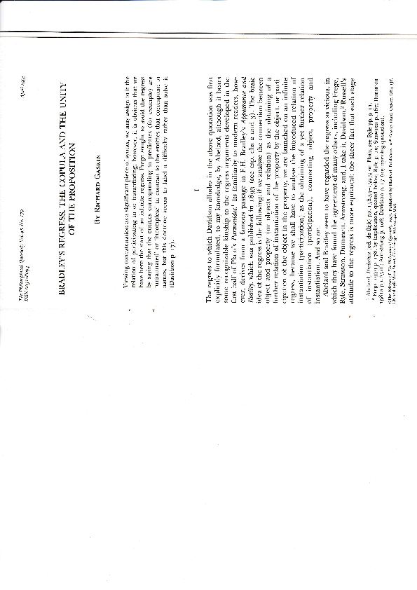 (PDF) Bradley's Regress, the Copula, and the Unity of the Proposition